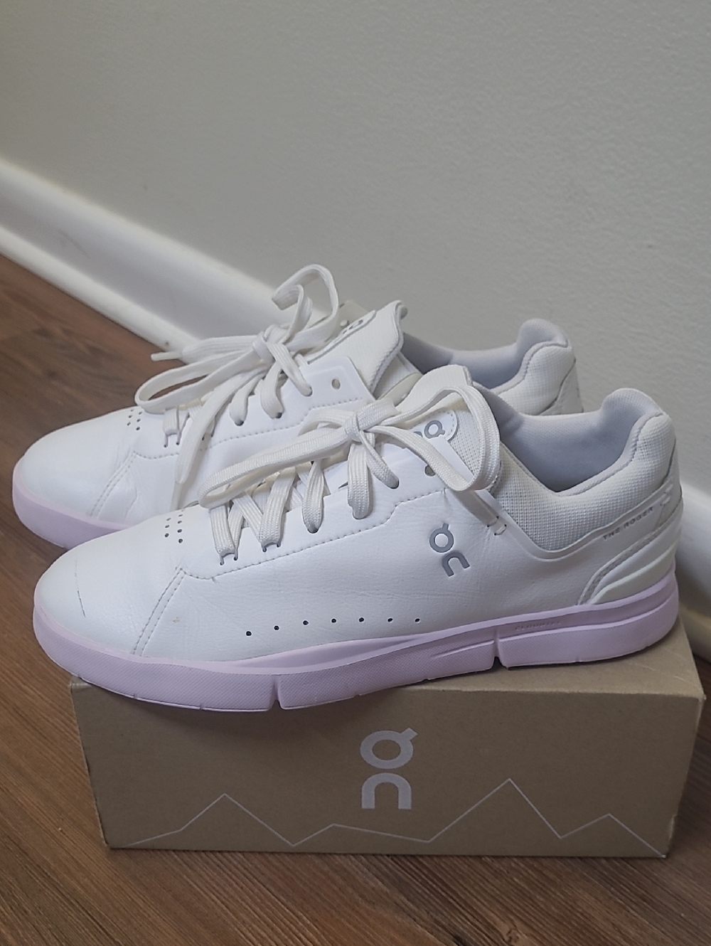 On Running Women's White Sneakers with Light Pink Sole